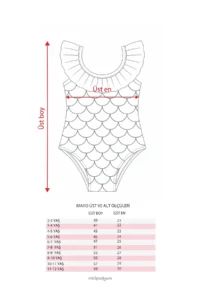 Minipodyum Girls' Ruffle Detailed Fish Back Patterned Swimsuit - Image 2