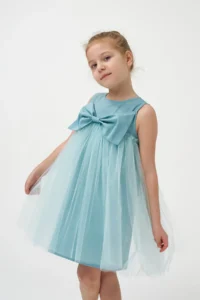 Minipodyum Girl's Bow Tulle Summer Birthday Special Occasion Dress - Image 2