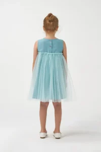 Minipodyum Girl's Bow Tulle Summer Birthday Special Occasion Dress - Image 3
