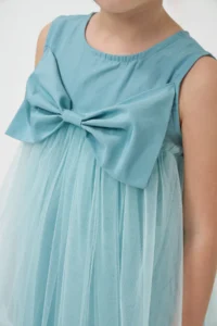 Minipodyum Girl's Bow Tulle Summer Birthday Special Occasion Dress - Image 5