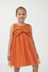 Minipodyum Girl's Bow Tulle Summer Birthday Special Occasion Dress - Image 2