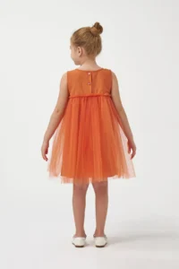 Minipodyum Girl's Bow Tulle Summer Birthday Special Occasion Dress - Image 3