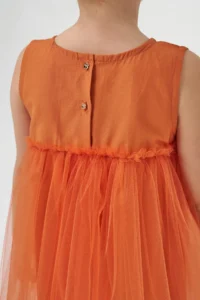 Minipodyum Girl's Bow Tulle Summer Birthday Special Occasion Dress - Image 4