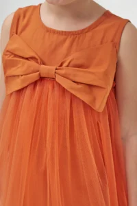 Minipodyum Girl's Bow Tulle Summer Birthday Special Occasion Dress - Image 5