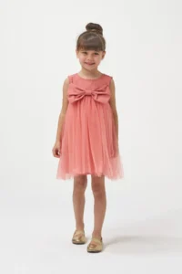 Minipodyum Girl's Bow Tulle Summer Birthday Special Occasion Dress - Image 2