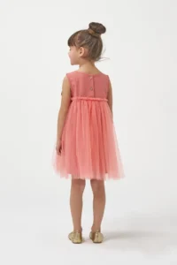 Minipodyum Girl's Bow Tulle Summer Birthday Special Occasion Dress - Image 3