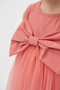Minipodyum Girl's Bow Tulle Summer Birthday Special Occasion Dress - Image 5