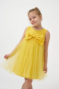 Minipodyum Girl's Bow Tulle Summer Birthday Special Occasion Dress - Image 2