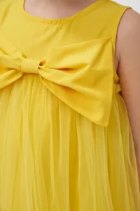 Minipodyum Girl's Bow Tulle Summer Birthday Special Occasion Dress - Image 6