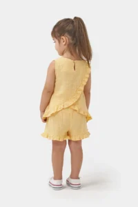 Minipodyum Girl's Summer Muslin Double Set with Ruffles on the Back - Image 4