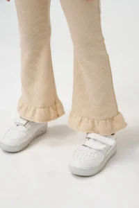 Minipodyum Girl's Summer Waffle Double Set with Gathered Sleeves and Legs - Image 5