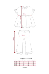 Minipodyum Girl's Summer Waffle Double Set with Gathered Sleeves and Legs - Image 7