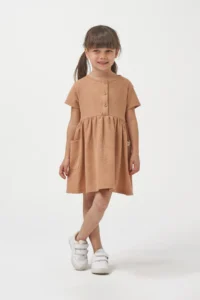 Minipodyum Girls Summer Waffle with Pockets Casual Dress