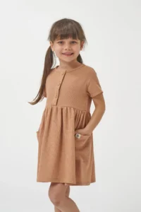 Minipodyum Girls Summer Waffle with Pockets Casual Dress - Image 4