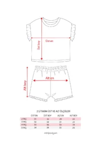 Minipodyum Girl's Striped T-Shirt and Shorts Summer Waffle Double Set - Image 7