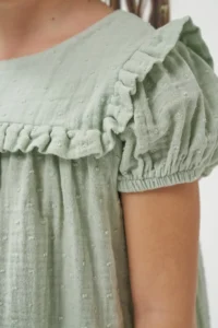 Minipodyum Girl's Watermelon Sleeve Summer Muslin Double Set with Shorts - Image 4