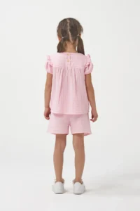 Minipodyum Girl's Watermelon Sleeve Summer Muslin Double Set with Shorts - Image 2