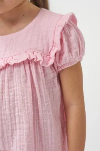Minipodyum Girl's Watermelon Sleeve Summer Muslin Double Set with Shorts - Image 4