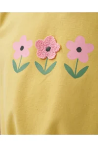 Minipodyum Girl's Front Tie T-shirt Summer Double Set with Knitted Muslin Shorts - Image 4