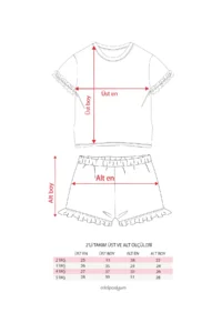 Minipodyum Girl's Ruffle Detailed T-shirt and Shorts Knitted Muslin Summer Double Set - Image 8