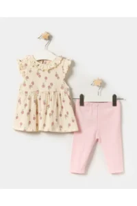 Minipodyum Baby Girl Floral Knitting Muslin Summer Set