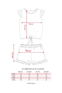 Minipodyum Girl's Front Tie T-shirt with Shorts Knitted Muslin Summer Double Set - Image 6