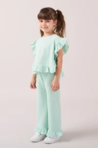 Minipodyum Girls' Frilly Waffle Summer Set - Image 2