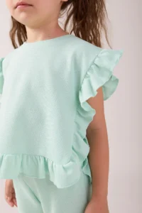 Minipodyum Girls' Frilly Waffle Summer Set - Image 5