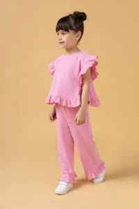 Minipodyum Girls' Frilly Waffle Summer Set - Image 2