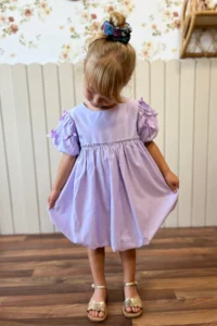 Minipodyum Girls' Summer Balloon Dress with Bow Detail - Image 2