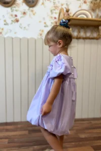 Minipodyum Girls' Summer Balloon Dress with Bow Detail - Image 3