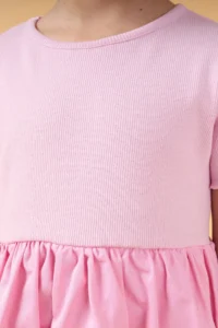 Minipodyum Girls' Bow Detailed Summer Balloon Dress-Pink - Image 4