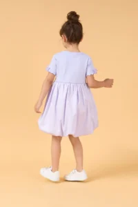 Minipodyum Girls' Bow Detailed Summer Balloon Dress-Lilac - Image 3