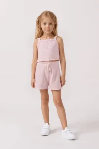 Minipodyum Girls' Summer Crop-Shorts Set