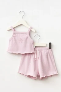 Minipodyum Girls' Summer Crop-Shorts Set - Image 2