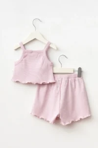 Minipodyum Girls' Summer Crop-Shorts Set - Image 3