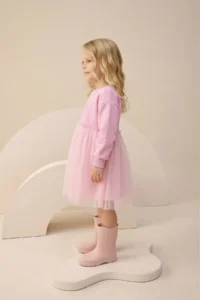 Minipodyum Bow Embroidery Detailed Tulle Girls' Dress - Image 2