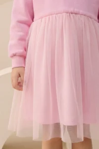 Minipodyum Bow Embroidery Detailed Tulle Girls' Dress - Image 3