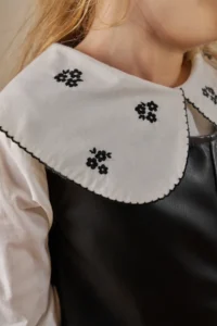 Minipodyum Girl's Dress Baby Collar Shirt Leather Look Festive Dress - Image 4