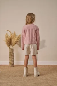 Minipodyum Bow Detailed Cardigan, Shorts and Skirt 3-Piece Festive Girl's Top and Bottom Set - Image 2