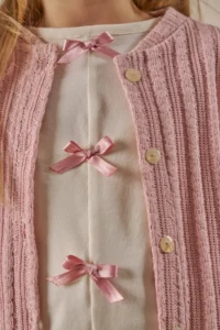 Minipodyum Bow Detailed Cardigan, Shorts and Skirt 3-Piece Festive Girl's Top and Bottom Set - Image 7