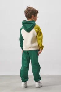 Minipodyum Printed Color Block Boy's Bottom Top Tracksuit Set - Image 2