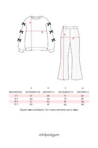 Minipodyum Girl's Top and Bottom Set with Bow Sleeves and Tights - Image 5
