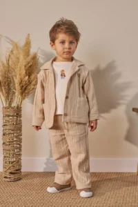 Minipodyum Baby Boy Printed Top Bottom Set with Pocket Holiday Clothes 3-Piece