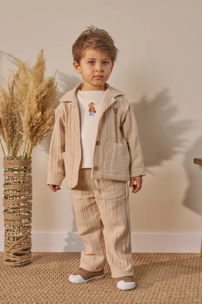 Minipodyum Baby Boy Printed Top Bottom Set with Pocket Holiday Clothes 3-Piece