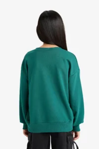 DeFacto Snoopy Oversize Dark Green Girls' Sweatshirt F1089A8/GN1116 - Image 6