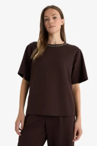 DeFacto Women T-shirt E9894AX/BN539 BROWN