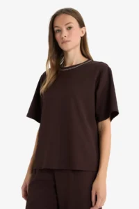 DeFacto Women T-shirt E9894AX/BN539 BROWN - Image 2