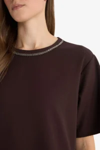 DeFacto Women T-shirt E9894AX/BN539 BROWN - Image 5