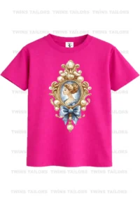 twins tailors Girl with Bow and Mirror Printed 3-Pack Purple-White-Pink Girls' T-Shirts - Image 2